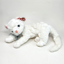 TY 2002 BEANIE STARLETT WHITE KITTY CAT STUFFED ANIMAL PLUSH W/ BLUE BOW... - £29.14 GBP