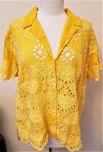 Johnny Was Embroidered Crochet Button-Up Blouse Sz-XL Peaceful Sunset - £149.43 GBP