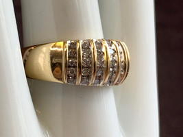 14K Yellow Gold Diamond Ring 5.5g Fine Jewelry Size 7.75 Band - £383.65 GBP