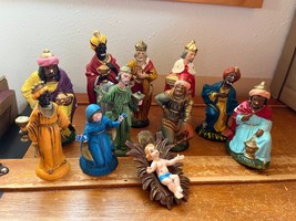 Vintage Lot of Hollow Ceramic Plastic Nativity Scene King Baby Jesus Mar... - $11.29