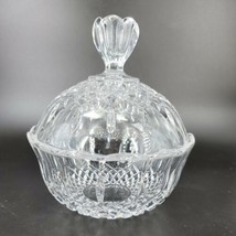 Vintage Chrystal Candy Dish With Lid 8&quot; tall 7&quot; wide 3&quot; deep Clear Cut G... - $16.39