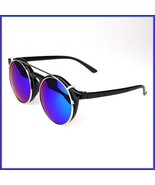 Retro 70s Round Unisex Midnight Sky Mirror UV400 Ray Double Flip Punk SunGlasses - $38.85