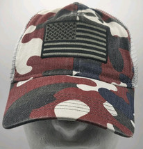 American Flag Camo Hat Red Gray Trucker Mesh SnapBack Baseball Cap - £11.57 GBP