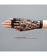 Lovely Flower Pattern Half Finger Lace Gloves Wrist Length 2BL - $17.61 CAD