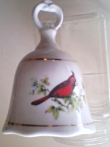 Bell Christmas Dinner Bell Ceramic Christmas Cardinal Birds Bells Collectible - £14.11 GBP