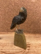 Hand carved vintage miniature black gemstone Falcon Figurine 3.75&quot; - $16.36