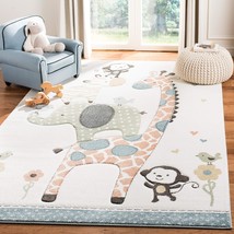 SAFAVIEH Carousel Kids Collection Accent Rug - 4&#39; x 6&#39;, Ivory, Animal De... - £90.31 GBP