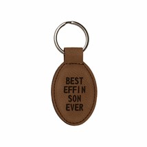 Funny Gifts Best Effin Son Ever Engraved Leatherette Keychain for Men Oval - £8.78 GBP