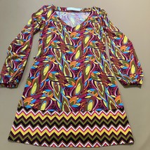 Tracy Negoshian Dress Contrast Print Long Sleeve V Neck XS Boutique Party - $21.78