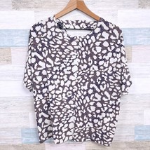 Clara Sun Woo Leopard Print Dolman Blouse Beige Blue Work Travel Womens Small - £31.22 GBP