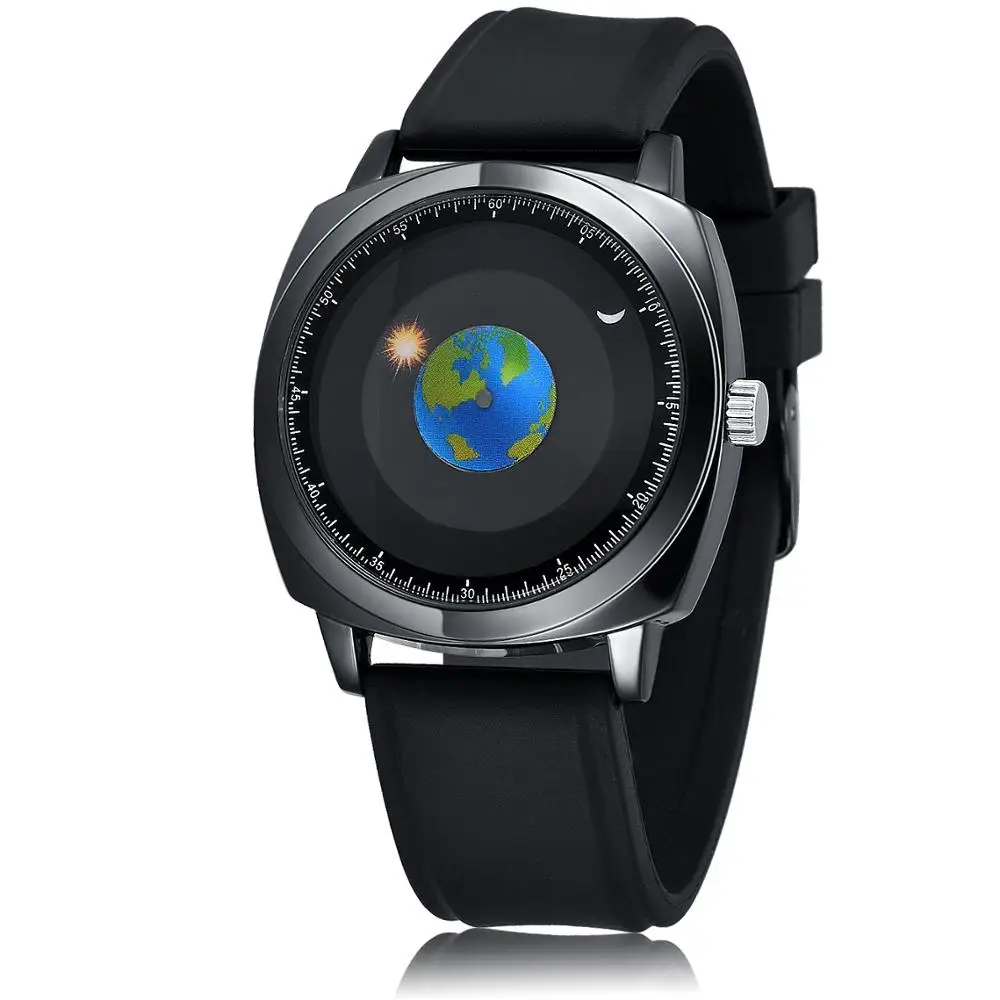 Fashion Personality Creative Rotation Earth Watch Silicone Leather Quart... - $34.66