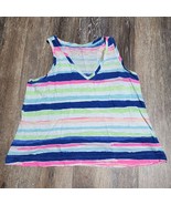 Lilly Pulitzer Women&#39;s Jaylynne V-Neck Tank Top Size L Striped Summer Shirt - $21.94 CAD
