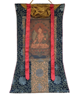 ORIGINAL WHITE TARA OIL VARNISH OLD TIBETAN THANGKA PAINTING WITH SILK B... - €131,81 EUR