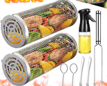Rolling Grilling Baskets for Outdoor Grill Bbq Net Tube Stainless Steel ... - £32.72 GBP