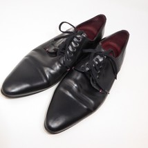 Poste Men Black Leather Lace-Up Dress Formal Shoe Size 8.5 EU 42 Pointy - $49.45