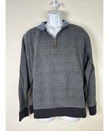 Lands End Mens Size LT Blue Houndstooth Plaid 1/4 Zip Pullover Sweatshirt - £10.99 GBP