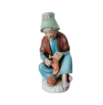 Vintage Old Lady Knitting 6 Inch Porcelain Figure From Taiwan - £7.88 GBP
