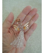 Hand Blown Glass Angel Ornament Detailed Clear Glass with Gold Accents NEW - $10.79