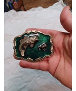 Silver Enamel Blue Green Fish Lure  Belt Buckle - $376.79 MXN