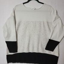 CJ Banks Womens Shirt Pullover Plus Size 2X White Black Trim 3/4 Sleeve - £12.20 GBP