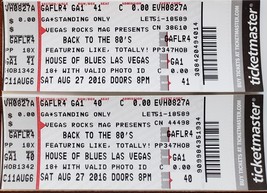 Lot of 2 Back to the 80&#39;s House of Blues Las Vegas Souvenir Tickets - $4.95