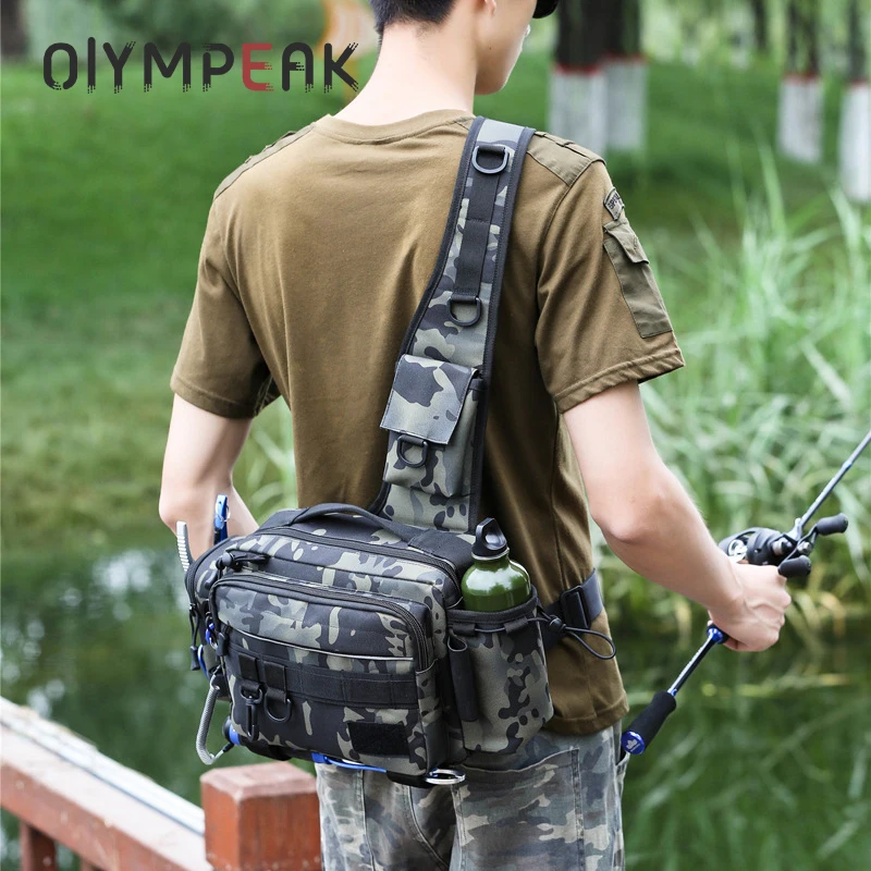 Sporting OLYMPEAK Multifunctional Fishing Tackle Bag Single Shoulder Crossbody B - £55.82 GBP