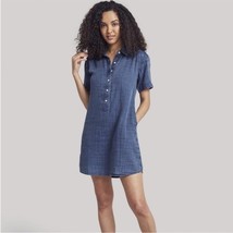 FAHERTY Hana Organic Cotton Popover Chambray Gauzy Shirt Dress Size XS - £49.25 GBP