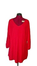 Style &amp; Co Top Red Women Size XL V Neck Ruched Sleeves - £21.52 GBP