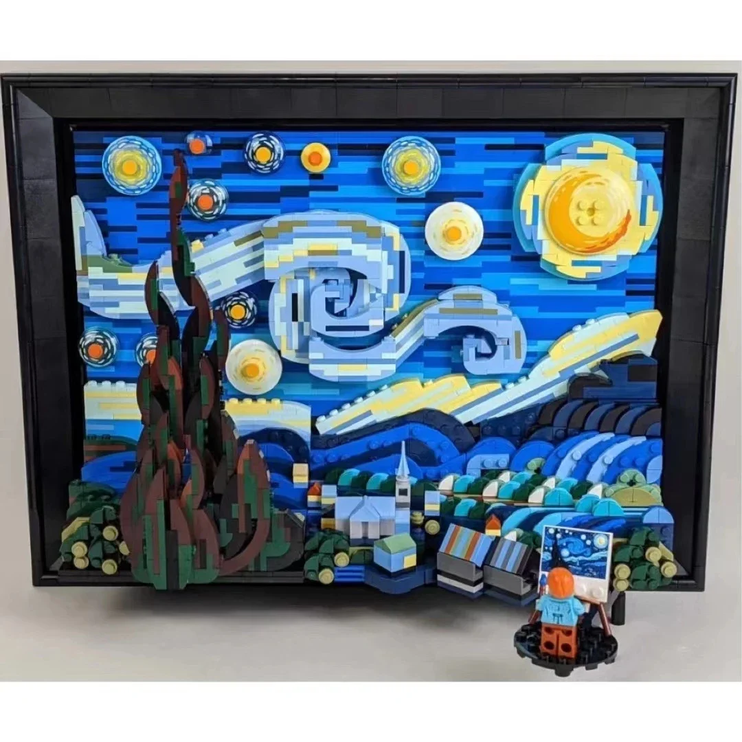 Vincent Van Gogh The Starry Night Compatible 21333 Building Blocks Art Painting - £73.11 GBP+