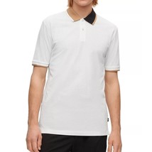 Hugo Boss Men&#39;s Boss Short Sleeve Colorblock Collar Pique Polo Shirt White Large - £54.44 GBP