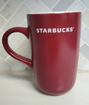 2008 Starbucks Maroon Ceramic Coffee Mug  15 oz. Maroon &amp; White Cup - £6.19 GBP