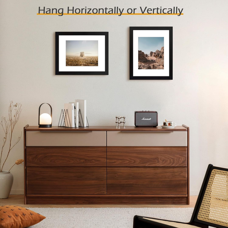 , 11X14 Wooden Picture Frame - Mat for 8X10 Photos - Real Glass Item image 2