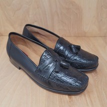 Florsheim Mens Loafers Size 11 M Crocodile Print Black Leather Slip On Shoes - £28.81 GBP