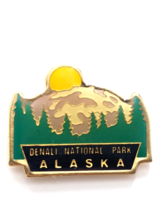 Denali National Park Alaska Mountain Trees Sun Enamel Lapel Pin Travel Souvenir - $12.99