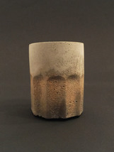 Concrete Vessel - Cylinder - Gold/Graphite Highlights - $18.00