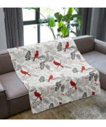 NEW! Winter Cardinal Printed Quilted Throw Blanket Red Snow Berries - €25,57 EUR