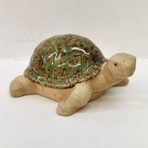 Beautiful Ceramic Turtle Glossy Shell Green &amp; Brown Figurine Statue Tortoise - £9.41 GBP