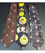 Lot of 3 Looney Tunes Classic Neck Tie Mens One Size 100% Polyester Taz - $23.60