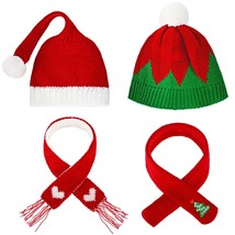 4 Pack Doll Clothes Christmas Mini Snowman Hats Scarf, Santa Knit Hat Christmas  - £15.80 GBP