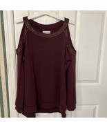 Knox Rose Burgandy With Studs &amp; Open Shoulders Women&#39;s Sweatshirt Size XL - $18.48
