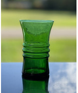 1 Anchor Hocking Glass Forest Green 8oz Ringed Ribbed Tumbler Vintage MCM - $31.17 CAD