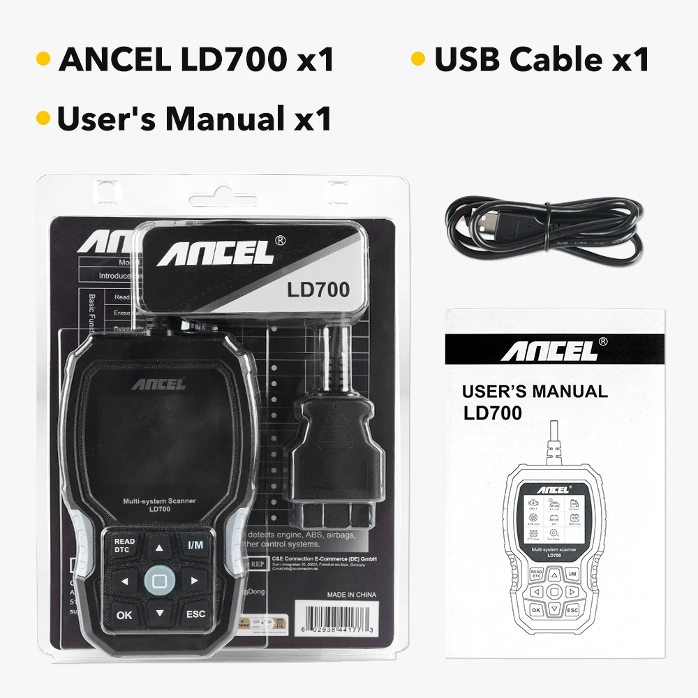 Ancel LD700 OBD2 Scanner All Systems Diagnostic Tool Check Engine Abs Tpms Oil R - £169.42 GBP