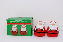 Vintage Earthenware Christmas Salt &amp; Pepper Set Santa Clauses 2 3/4&quot; - $282.50 MXN