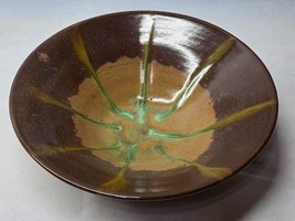 Vintage Foster Pottery 9¾&quot; Round Glazed Deco Vegetable Serving Bowl - Signed - £29.55 GBP