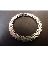 VTG HEART DESIGN STERLING SILVER 925 LINK BRACELET 7.25&quot;L - £98.92 GBP