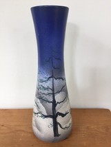 Vintage Winter Scene Snowy Night Sky Studio Art Decco Pottery Flower Vas... - $399.99