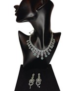 Emerald Essence Necklace and Earrings Set with Crystal Embellishments Bo... - $45.00