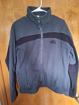 North Face Jacket Mens Medium Full Zip Up Gray Black Fleece Outerwear - $17.47 CAD