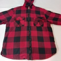 UG Urgent Gear Men's L Red & Black Cotton Blend Flannel Hoodie Full Zip Jacket image 11