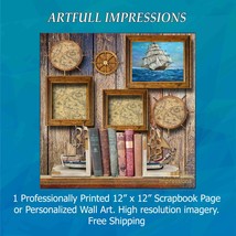 Nautical - Antique Map &amp; Maritime Library  Scene Wall Art or Scrapbook Page - $403.44 MXN
